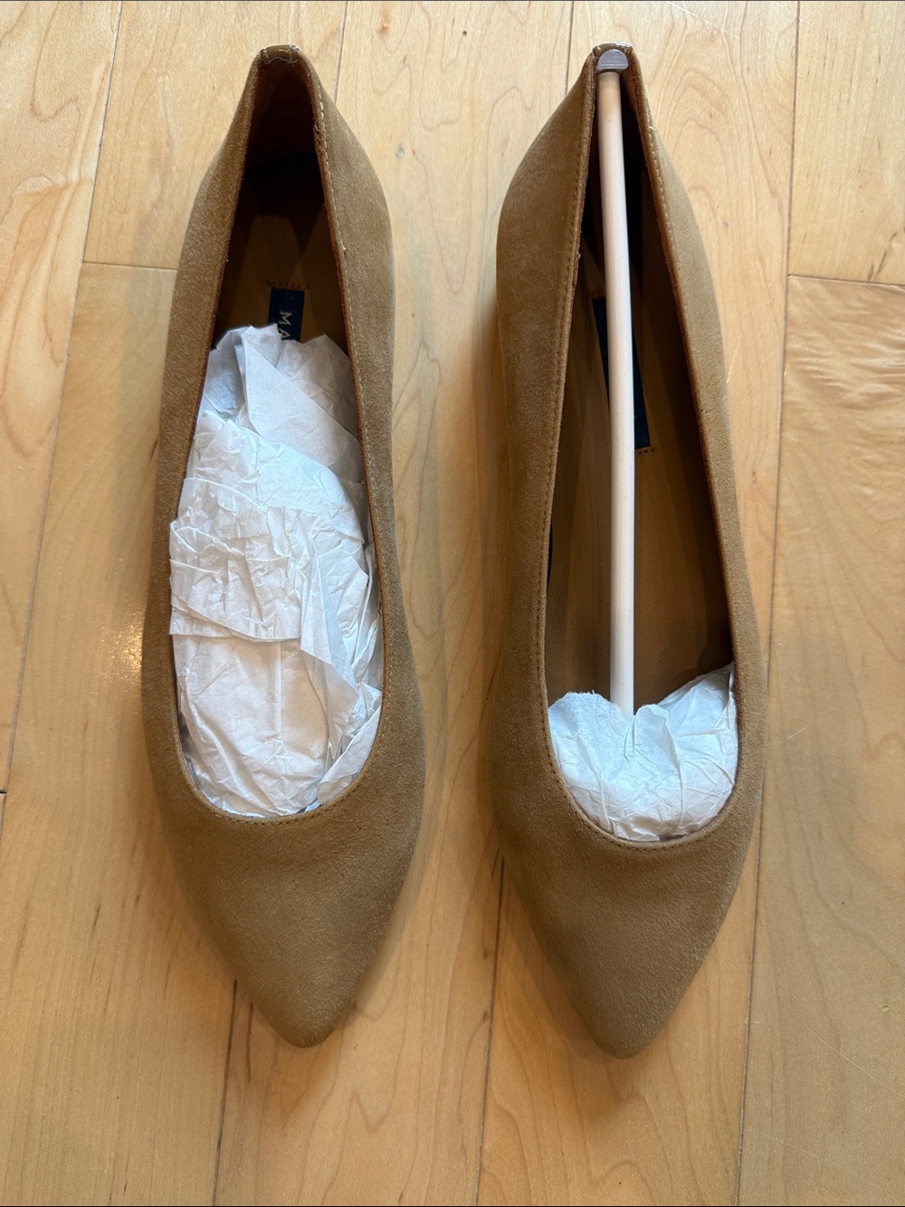 Margaux The Pointe Camel Suede Flats